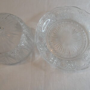 cloche et plat à fromage en verre ancien