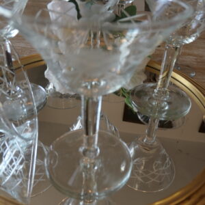 9 coupes de champagne vintage verre gravé
