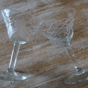 9 coupes de champagne vintage verre gravé
